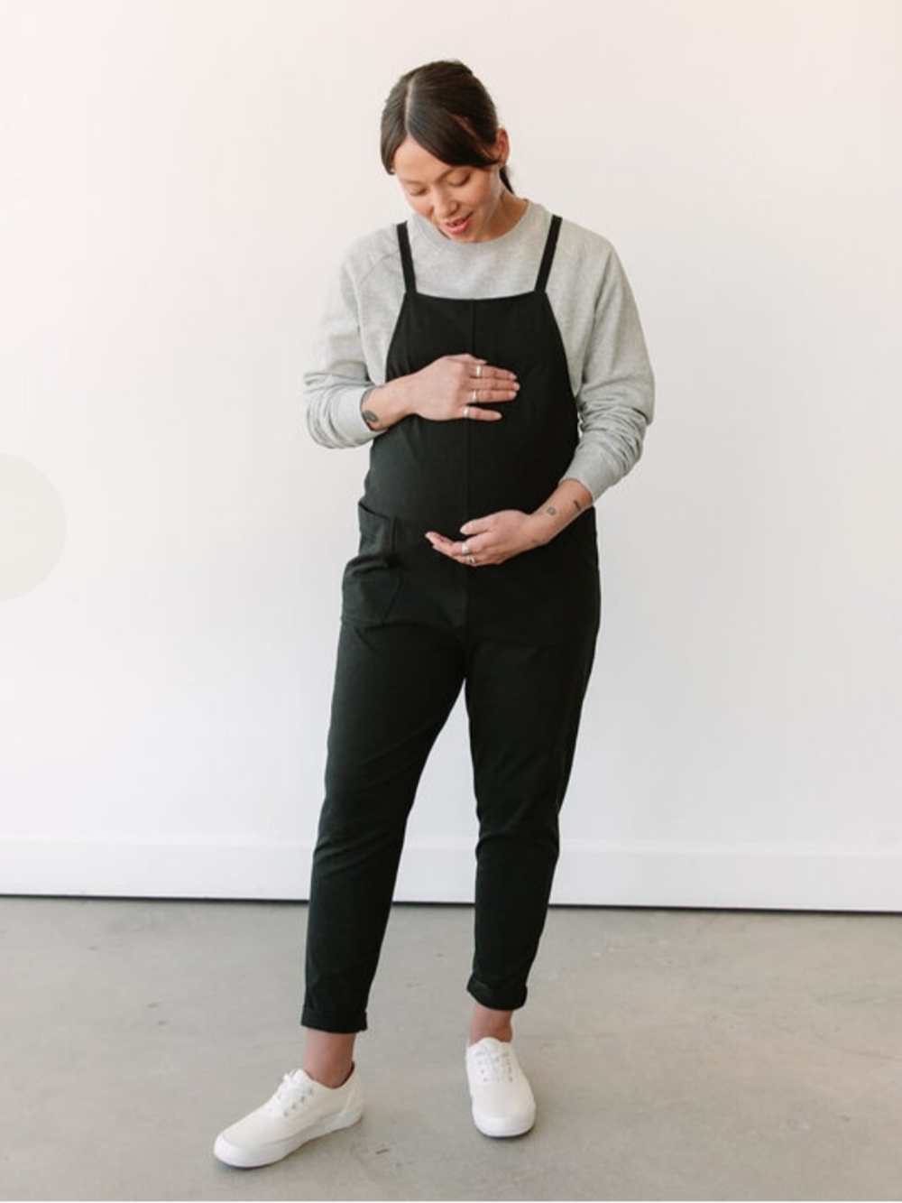 Storq Black Women's Maternity Cotton Jumpsuit Overalls - Picture 2 of 7